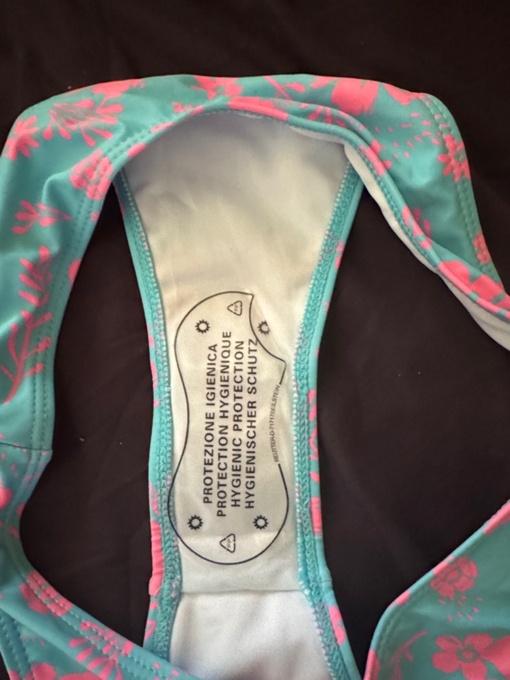 SHEIN Aqua Blue and Pink Floral Bandeau Bikini - Picture 6 of 6